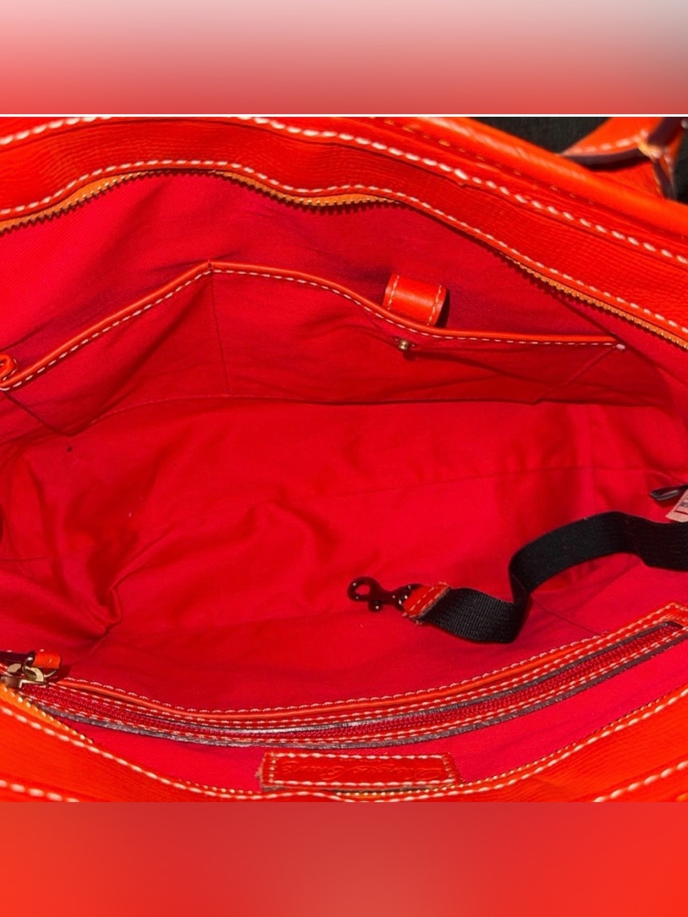 Dooney & Bourke Embossed Orange Leather Tote with Luggage Tag - Picture 8 of 12
